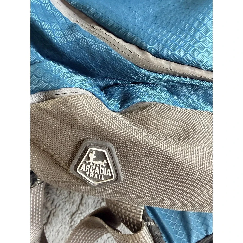 Arcadia Trail Ultimate Backpack Dog Harness Size Medium Teal Blue W/ Side Bags